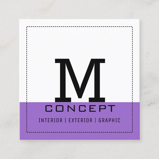 Professional Monogram Modern Amethyst Square Business Card (Front)
