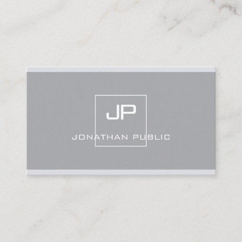 Professional Monogram Modern Elegant Simple Grey Business Card