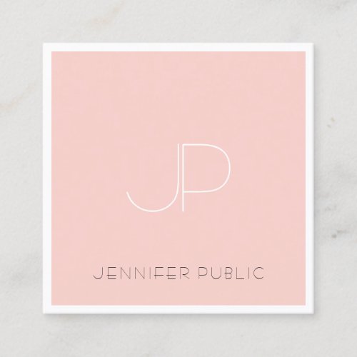 Professional Monogram Modern Elegant Trendy Pink Square Business Card