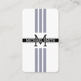 Professional Monogram Modern Manatee Stripes Business Card
