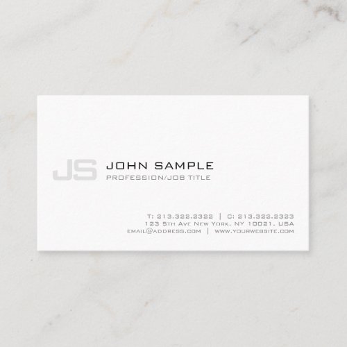 Professional Monogram Modern Stylish Plain Simple Business Card