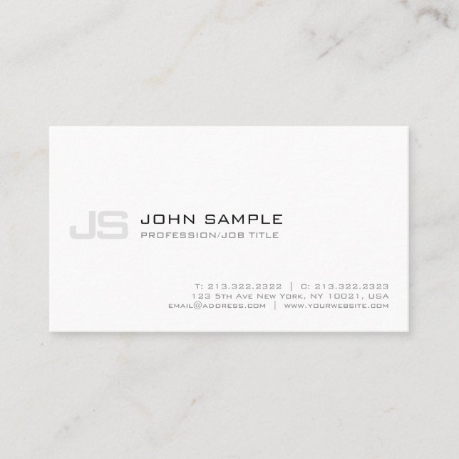 Professional Monogram Modern Stylish Plain Simple Business Card (Front)