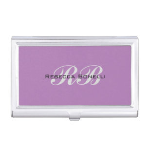 Professional Monogram Name Initials Plain Stylish Business Card Case