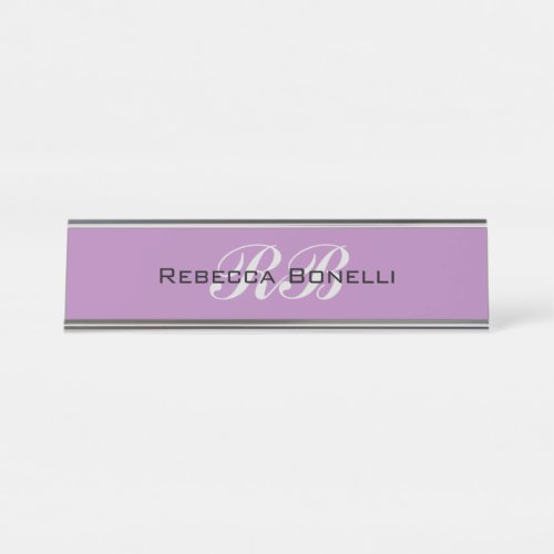 Professional Monogram Name Initials Plain Stylish Desk Name Plate