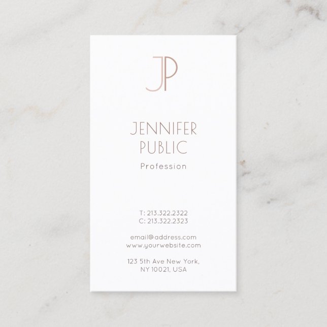 Professional Monogram Plain Elegant Modern Luxury Business Card (Front)