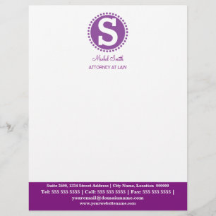 Professional Monogram Purple Letterhead