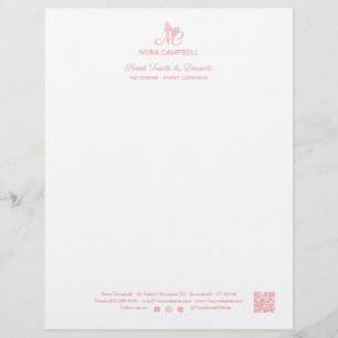 Professional Monogram QR Code Instagram Peach Pink Letterhead