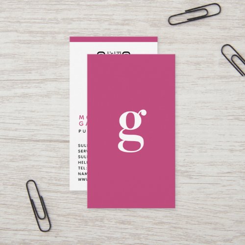 Professional Monogram QR Code Pink Business Card