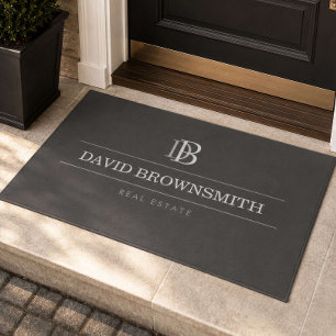 Professional Monogram Realtor Real Estate Dk Gray Doormat