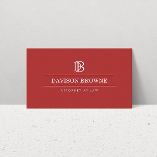 Professional Monogram Red Business Card