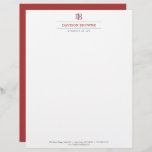 Professional Monogram Red on White Letterhead<br><div class="desc">Your initials create a professional monogram logo when paired with your name or business name on this customizable letterhead template. A clean and classic design for attorneys,  legal professionals,  businesses,  accountants,  consultants and more. Design by 1201AM Design Studio | www.1201am.com</div>