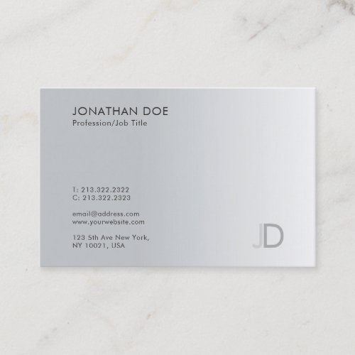 Professional Monogram Silver Look Elegant Template Business Card