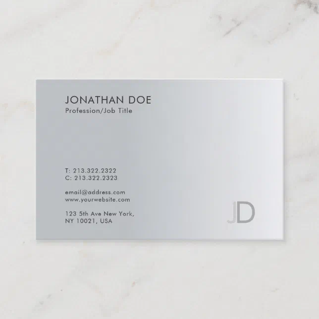 Professional Monogram Silver Look Elegant Template Business Card | Zazzle
