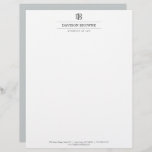 Professional Monogram Slate/White Letterhead<br><div class="desc">Your initials create a professional monogram logo when paired with your name or business name on this customizable letterhead template. A clean and classic design for attorneys,  legal professionals,  businesses,  accountants,  consultants and more. Design by 1201AM Design Studio | www.1201am.com</div>