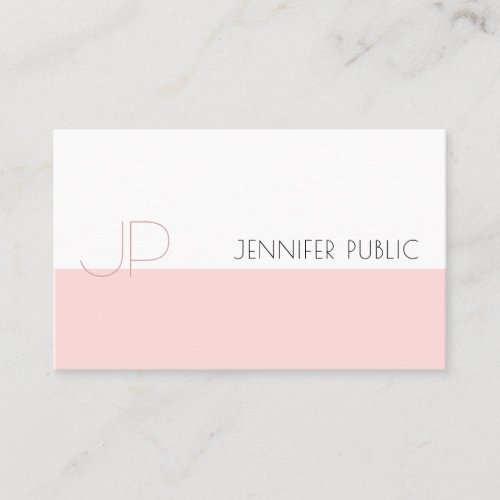 Professional Monogram Sleek Pink Plain Luxury Business Card