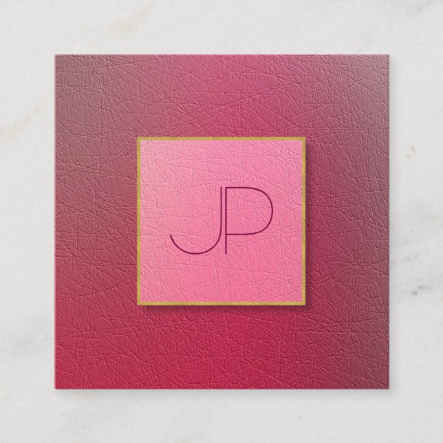 Professional Monogram Structured Textured Look Square Business Card (Front)