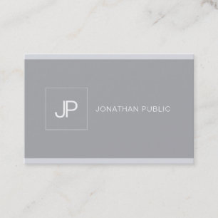 Professional Monogram Stylish Modern Simple Grey Business Card