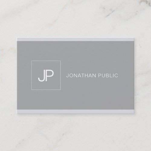 Professional Monogram Stylish Modern Simple Grey Business Card