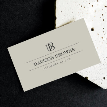 Professional Monogram Taupe Business Card by 1201am at Zazzle