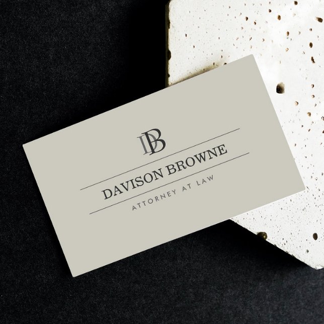 Professional Monogram Taupe Business Card