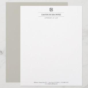 Professional Monogram Taupe/White Letterhead