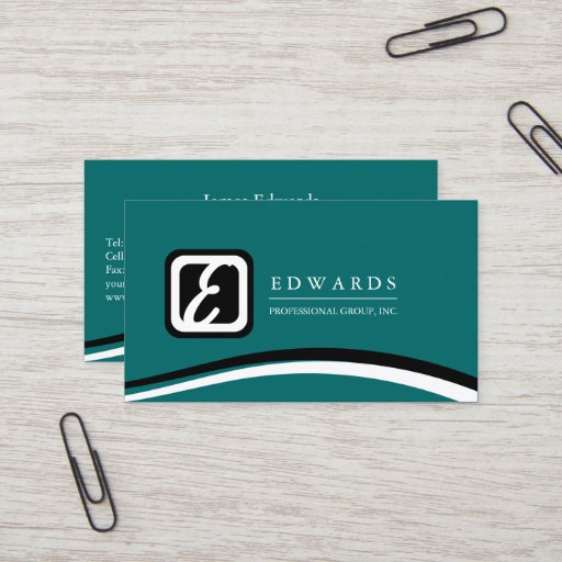 Customizable Professional Monogram Teal Business Card