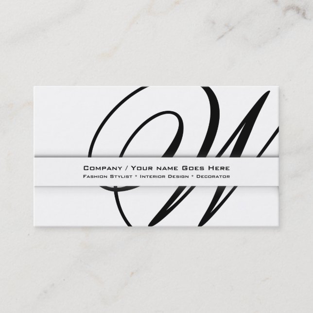 Professional monogram "W" business CUSTOM Card (Front)