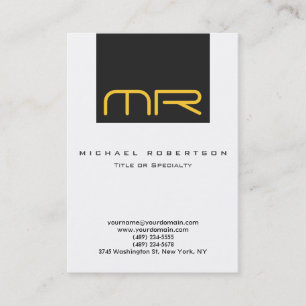 Professional Monogram White Grey Business Card