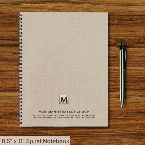 Professional Monogrammed Business Notebook