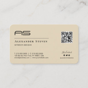 Professional Monogrammed Logo Cream Beige Business Card