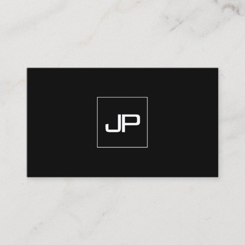 Professional Monogrammed Modern Black And White Business Card