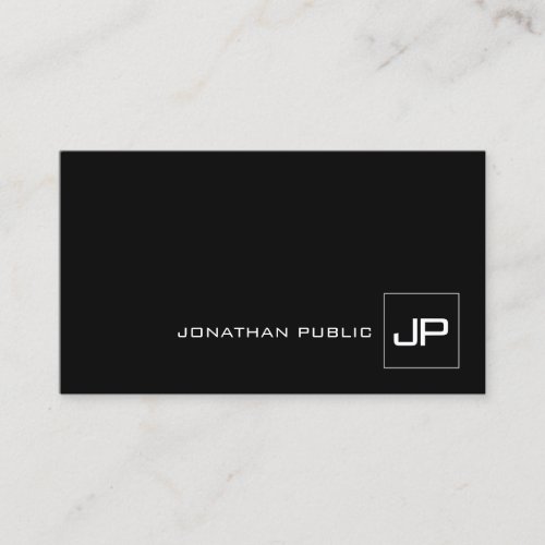 Professional Monogrammed Modern Black And White Business Card