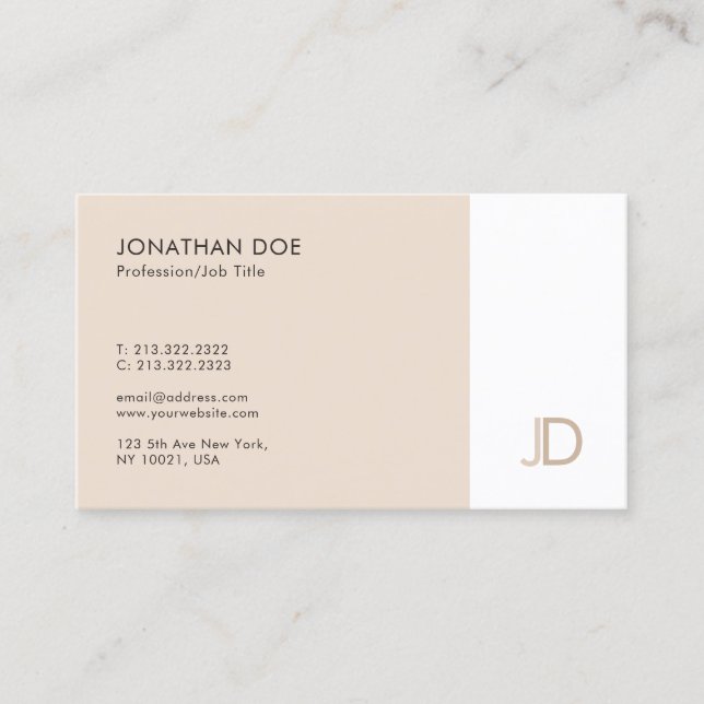 Professional Monogrammed Modern Simple Template Business Card (Front)