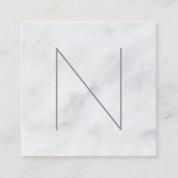 Professional Monogrammed White Marble Square Business Card