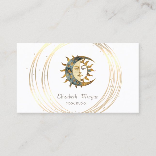 Professional Moon Sun Gold Circles  Business Card (Front)