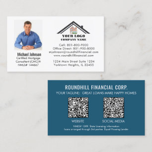 Professional Mortgage Photo Logo QR Code Business Card