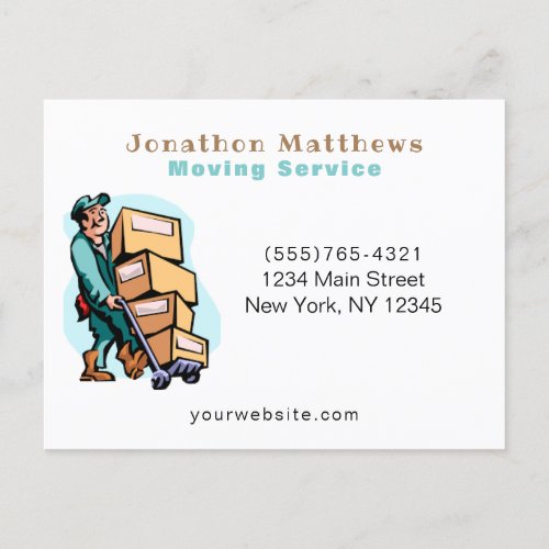 Professional Moving Guy Company Service Business Postcard