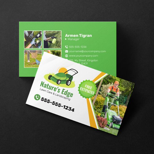 Professional Mowing Lawn Care Landscaping Service Business Card
