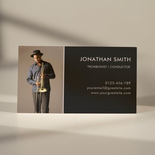 Professional Musician Custom Photo Modern Black Business Card
