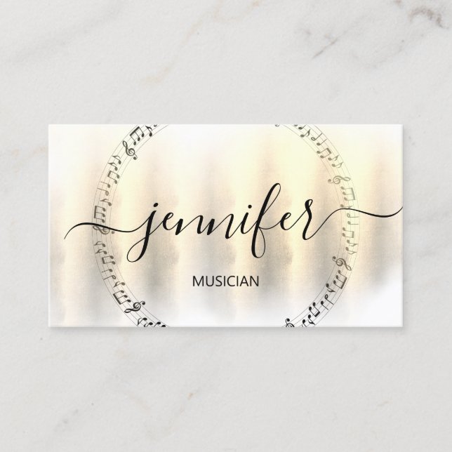 Professional Musician DJ Artistic 3D Gold  Business Card (Front)