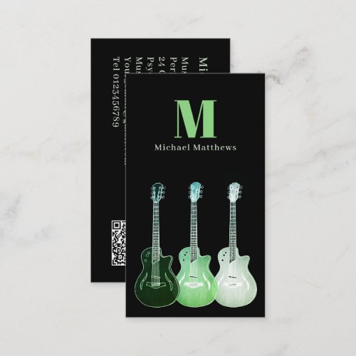 Professional Musician Guitar Custom QR Code Business Card