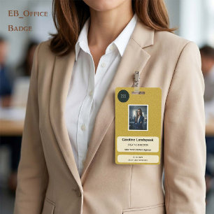 Professional Mustard Gold Leather Custom ID Badge
