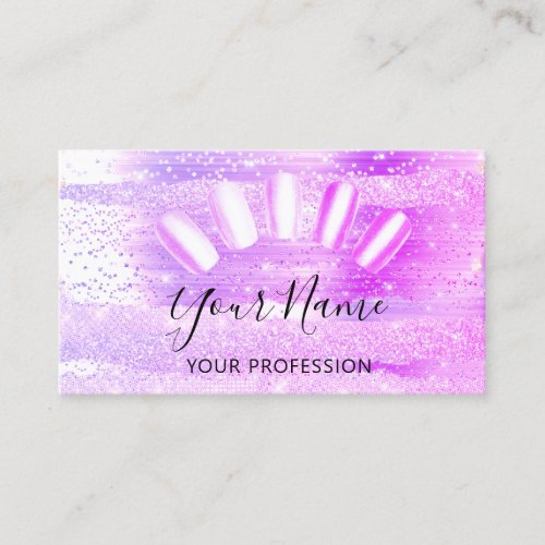 Professional Nail Artist Manicure Glitter Strokes Business Card