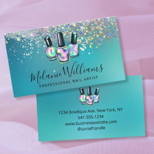 Professional Nail Artist Manicure Sparkle Business Card