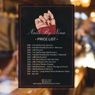 Professional Nail Artist Salon Price List services Window Cling