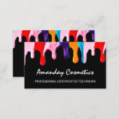 Professional Nail Artist Technician Drips Black Business Card (Front/Back)