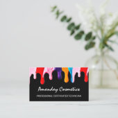 Professional Nail Artist Technician Drips Black Business Card (Standing Front)