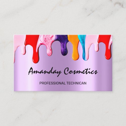 Professional Nail Artist Technician Drips Purple Business Card