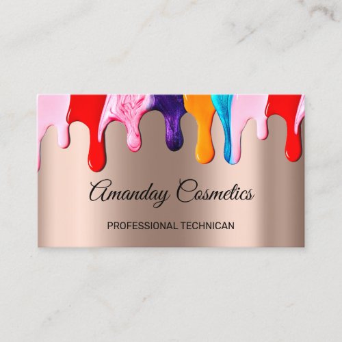 Professional Nail Artist Technician Liquid Drips Business Card