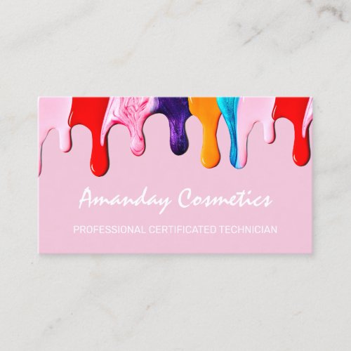 Professional Nail Artist Technician Ocean Pink Business Card
